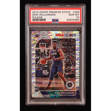 Zion Williamson 2019 20 Hoops Premium Stock Prizms Pulsar 258 RC PSA