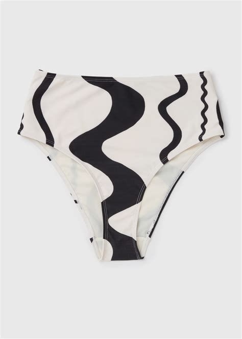 Black Swirl Design High Waisted Bikini Bottoms Matalan