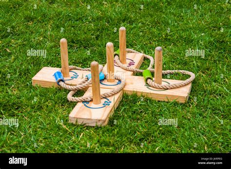 Quoits Game On Grass Dunham Massey Cheshire Uk England Stock Photo