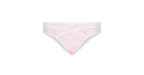 Shell Pink Lace Mesh Contrast Trim Brazilian Briefs New Look