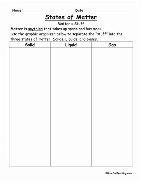 50 States Of Matter Worksheet – Chessmuseum Template Library