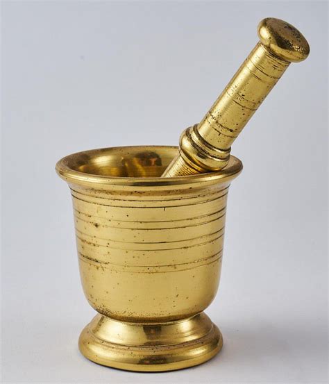 French 19th Century Brass Pestle And Mortar Brass Metalware