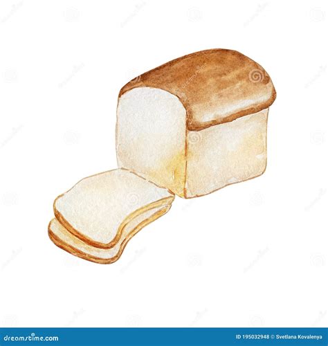 Watercolor Illustration Baked Bread Stock Photo Image Of Meal Hand