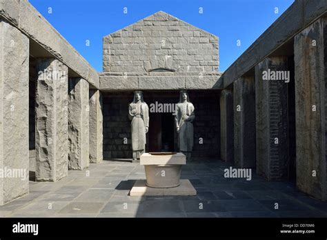 Montenegro, Courtyard of national shrine of Njegusi Mausoleum Stock ...