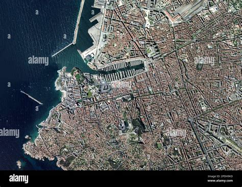 Marseille City Centre France Satellite Image Stock Photo Alamy