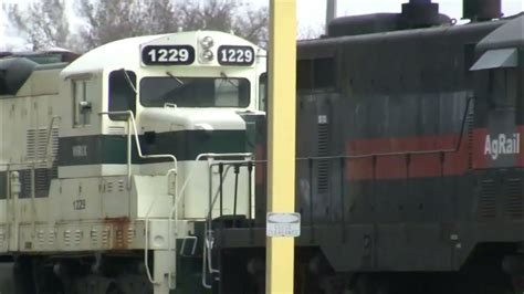 An Empty Container Train Passes Through Bloomington Yard And Some