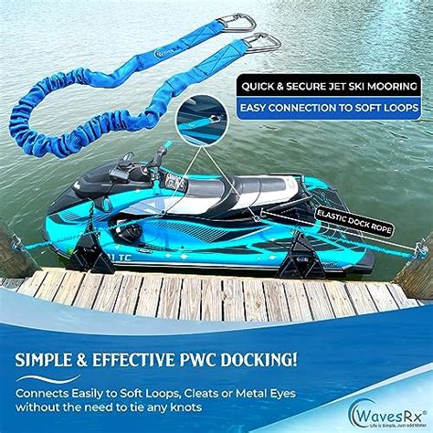 Wavesrx Dockingpal Premium Bungee Dock Line 3 Ft 2pk