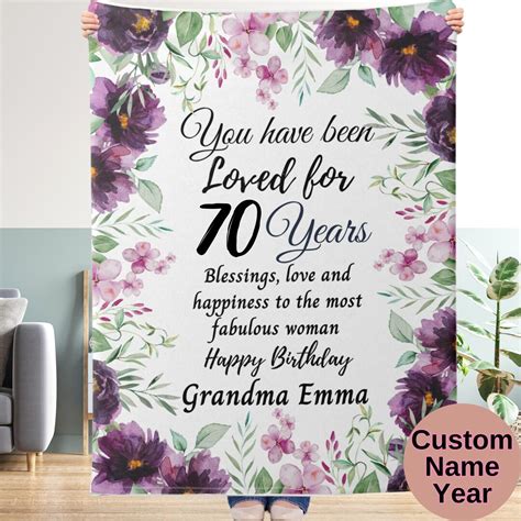 Custom 70th Birthday Gifts For Women Mom Grandma Fleece Sherpa Blanket