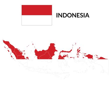 Peta Indonesia Peta Indonesia Dengan Bendera Indonesia Ilustrasi Stok ...