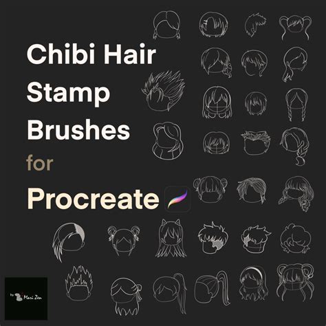 Anime Hair Stamp Brush For Porcreate 31 Chibi Hair Reference Brush