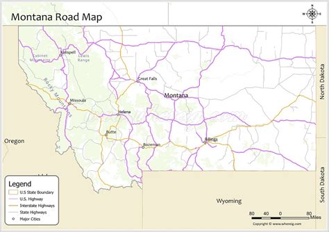 Montana Road Map Check Road Network Of State Routes Us Highways And Interstate Highways In