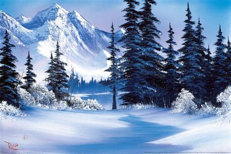 Bob Ross Winter Mountain Canvas Art Print Painting Cool Wall Decor Art ...