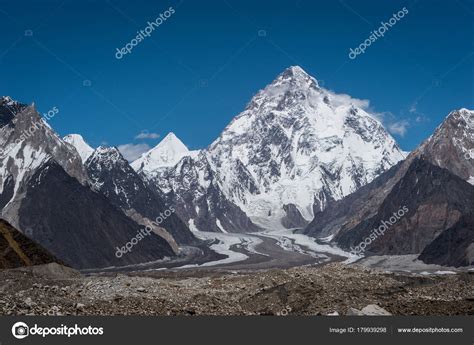 K2 mountain peak, second highest mountain in the world, K2 trek, — Stock Photo © Skazzjy #179939298