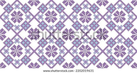 Seamless Ukrainian Folk Patterns Crossstitch Imitation Stock Vector