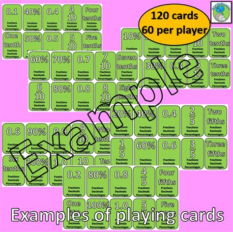 Equivalent Fractions Decimals And Percentages Snap 120 Playing Cards Amped Up Learning