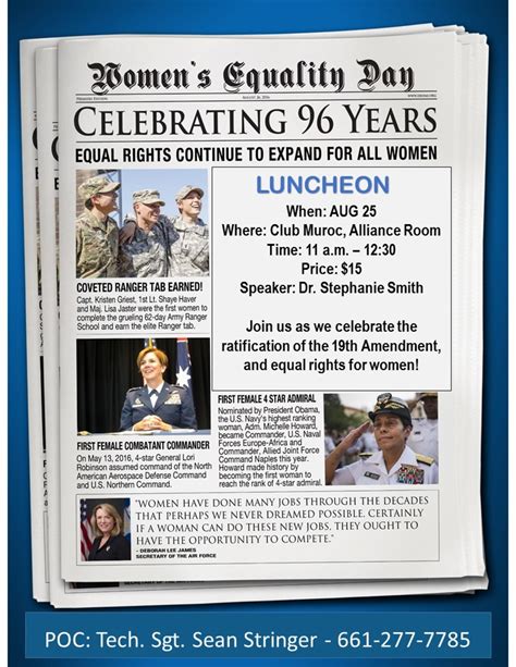 Reserve Seats Now Womens Equality Day Luncheon Edwards Air Force