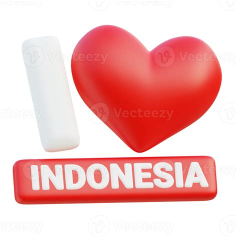 I Love Indonesia 3d Illustration 47246418 Png