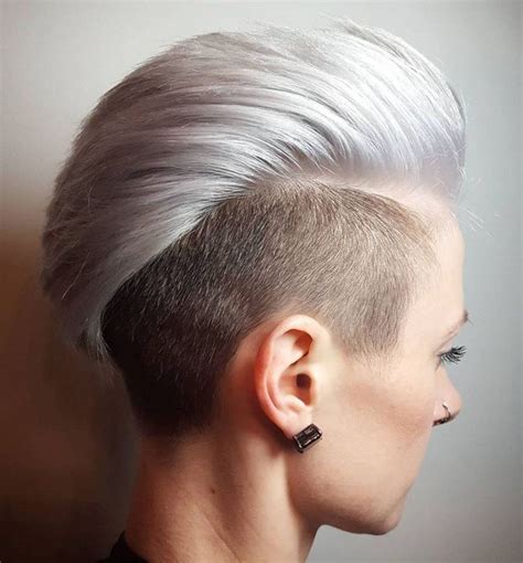 70 Most Gorgeous Mohawk Hairstyles Of Nowadays Mohawk Hairstyles Mohawk Haircut Silver Blonde