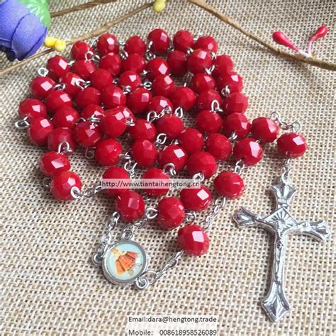 Free Shipping Red Crystal Bead Rosary Bead Rosary Necklace Saint