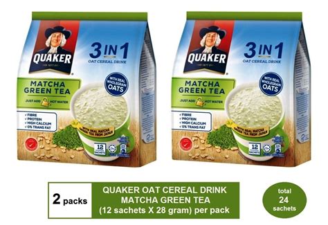 2 Packs QUAKER OAT CEREAL DRINK 3 IN 1 MATCHA GREEN TEA Flavor