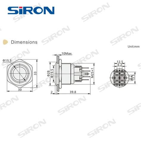 Siron Ip V V Mm Led Illuminated Momentary Metal On Off