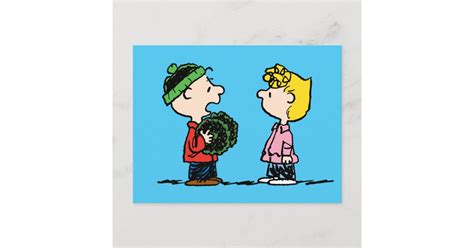 Peanuts | Charlie Brown & Sally Christmas Holiday Postcard | Zazzle