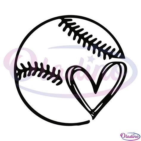 Baseball Heart SVG Silhouette, Sport Svg, Love Baseball Svg