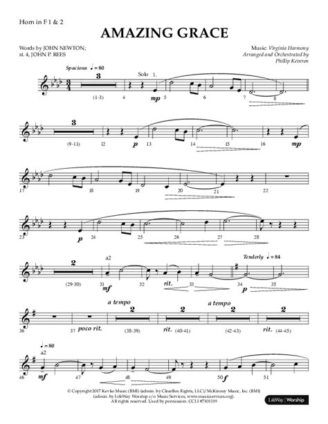 Amazing Grace Choral Anthem Satb French Horn Sheet Music Pdf Lifeway Choral Arr Phillip