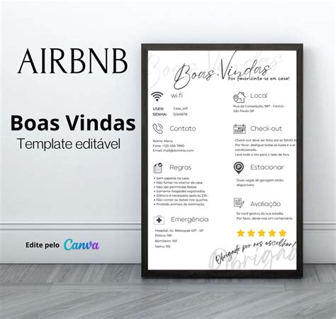 Cartaz de Boas vindas Personalizado para Hóspedes Airbnb