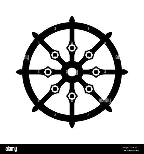 Icône roue de Dharma Symbole religieux du bouddhisme Illustration