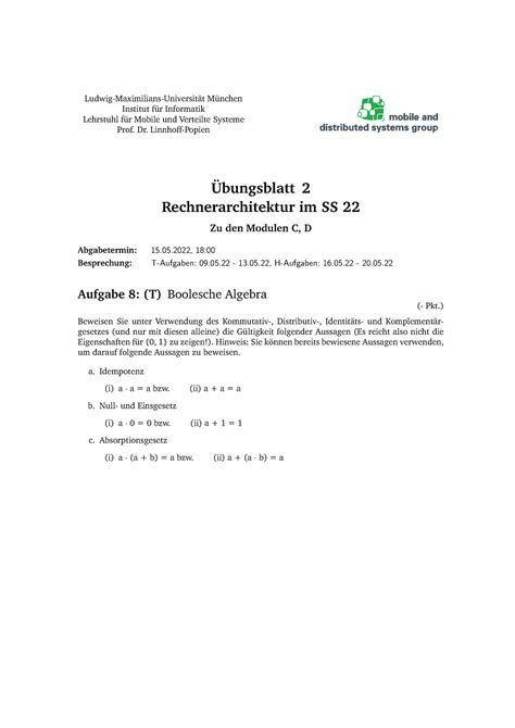 Übungsblatt 2 Rechnerarchitektur Übungsblatt SS22 Ludwig