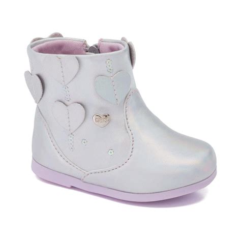 Bota Infantil Feminina Klin Baby Miss Prata Corações