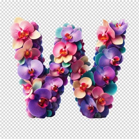 Premium PSD A Letter W Made Out Of Flowers