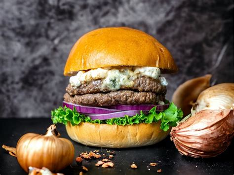 Wagyu Beef Burger With Blue Cheese And Caramelized Onions Shop Wagyu