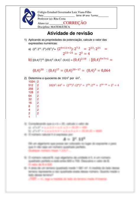 SOLUTION Corre Ao Atividade De Revis O 8 Ano 2 Ciclo Studypool