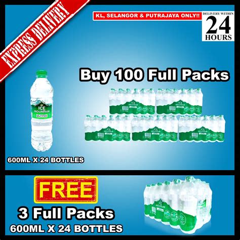 BUNDLE OF 100 FULL PACKS ICE MOUNTAIN MINERAL WATER 600ML X 24