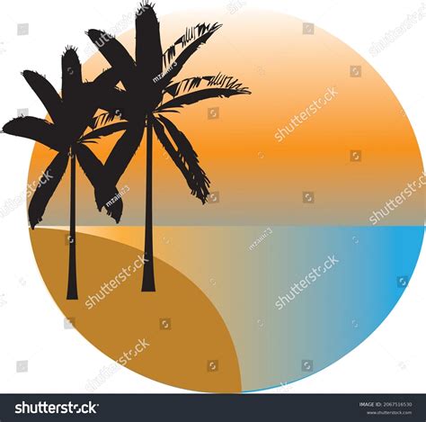 Tropical Beach Sunset Palm Tree Stock Illustration 2067516530