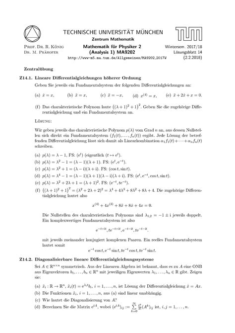 Blatt L Technische Universitat M Unchen Zentrum Mathematik Prof