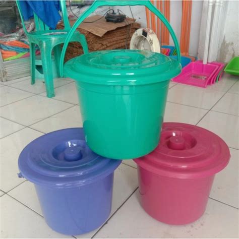 Jual Ember Plastik Gagang Warna Polos Tutup Ember Serbaguna Ember