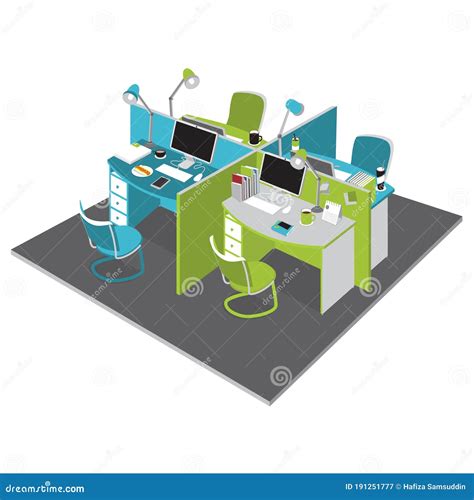 Office Cubicles Vector Illustration Decorative Design Stock Vector