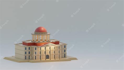 Premium Photo 3d Government Building Lowpoly With Red Dome