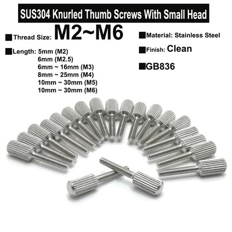 M2 M2 5 M3 M4 M5 M6 Sus304 Stainless Steel Knurled Thumb Screws With