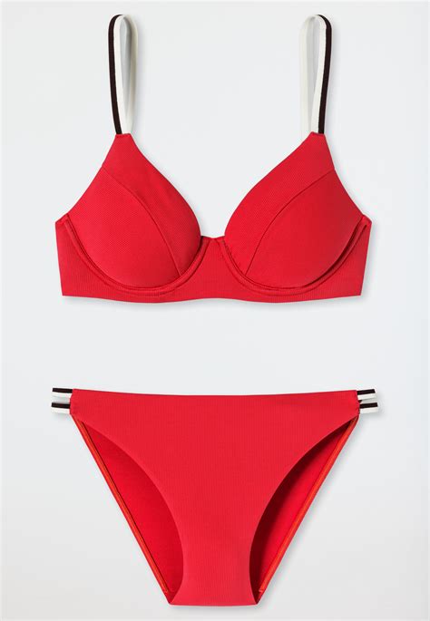 Bügel Bikini Set variable Träger Mini Slip Ripp Optik rot Underwater