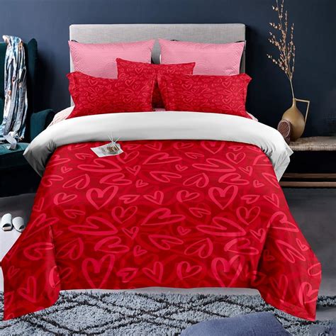 Love Heart Rose Flowers Pattern Quilt Cover Set Twin Size 3pcs 3d Print