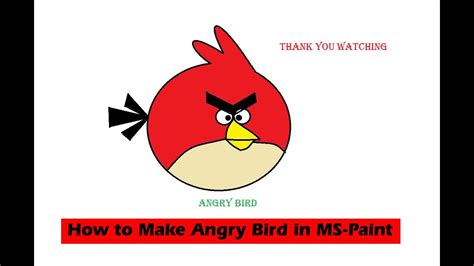 How To Draw Angry Bird Drawing Angry Bird On Computer Using Ms Paint