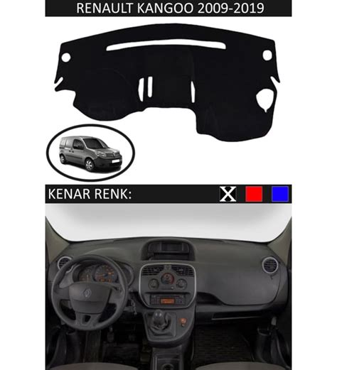 Renault Kangoo 2009 2019 Için Uygun Torpido Koruma Halısı Siyah Kenar