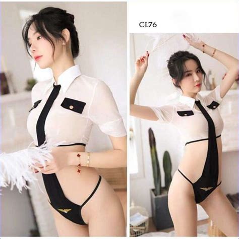 Jual SEXY LINGERIE BODYSUIT PILOT COSTUME COSPLAY POLISI PRAMUGARI