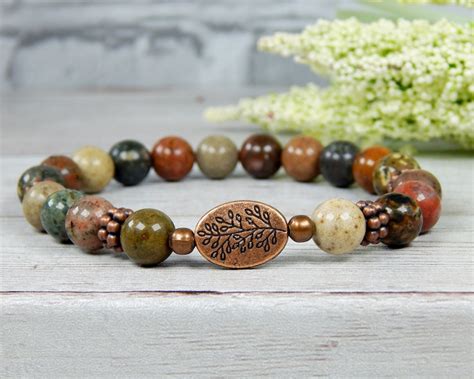 Nature Jewelry Nature Bracelet River Jasper Bracelet Tree - Etsy