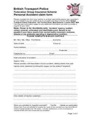 Fillable Online Personal Accident Claim Form Fax Email Print PdfFiller