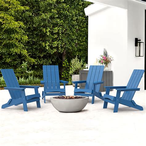 Lue Bona Folding Adirondack Chairs Set Of 4 Hdps Poly